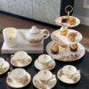 Bộ ấm chén trà và kệ bánh sứ xương Imperial Hoa Cúc