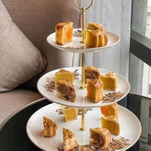Bộ ấm chén trà và kệ bánh sứ xương Imperial Hoa Cúc
