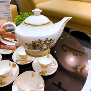 Bộ ấm chén trà và kệ bánh sứ xương Imperial Hoa Cúc