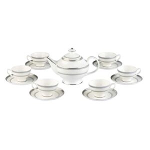 Bộ ấm trà và kệ bánh sứ xương Imperial Bạch Kim