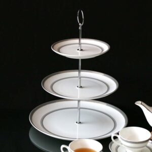 Bộ ấm trà và kệ bánh sứ xương Imperial Bạch Kim