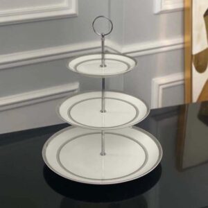 Bộ ấm trà và kệ bánh sứ xương Imperial Bạch Kim