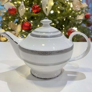 Bộ ấm trà và kệ bánh sứ xương Imperial Bạch Kim