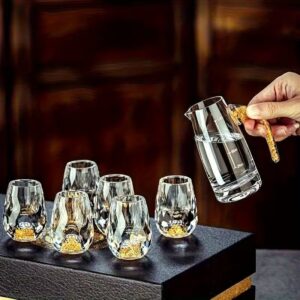 Bộ chén rượu pha lê mắt trâu vàng 24K