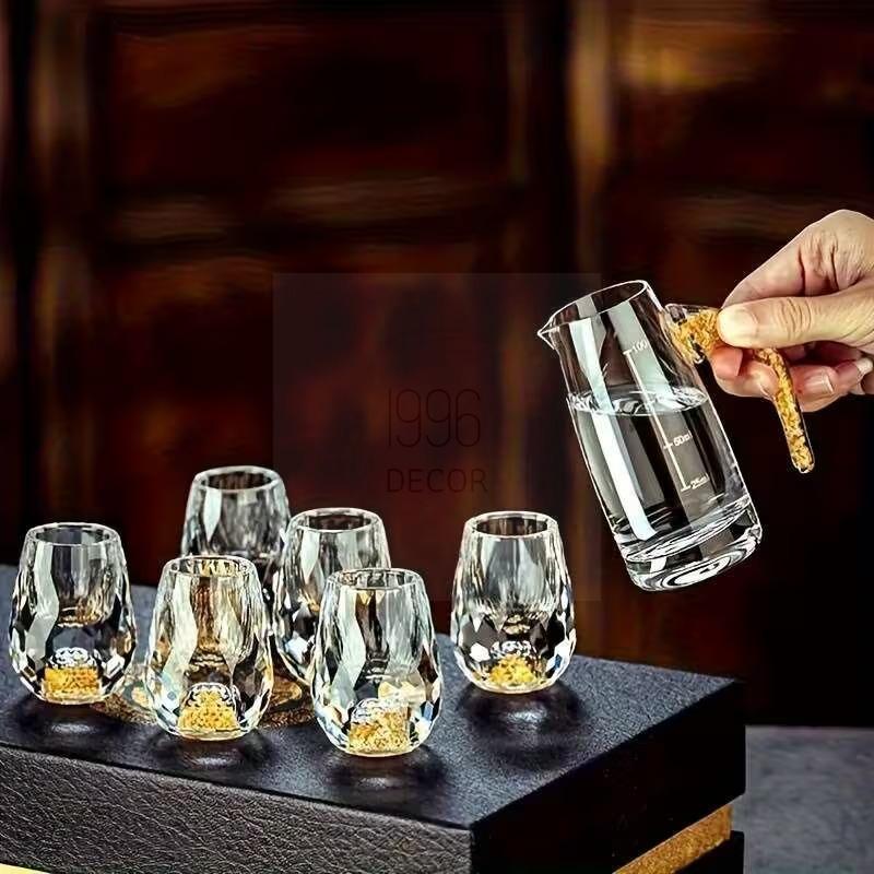 bo-chen-ruou-pha-le-mat-trau-vang-24k (1) Bộ chén rượu pha lê mắt trâu vàng 24K