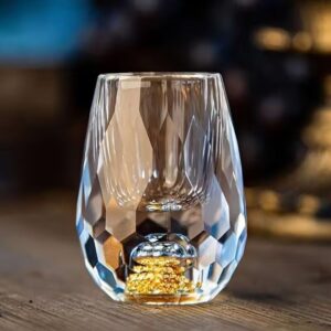 Bộ chén rượu pha lê mắt trâu vàng 24K
