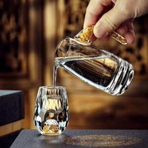 Bộ chén rượu pha lê mắt trâu vàng 24K