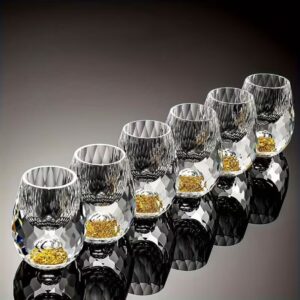 Bộ chén rượu pha lê mắt trâu vàng 24K