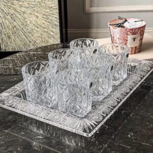 Combo khay chữ nhật Bohemia Crystal M57 + Bộ 6 cốc Bohemia Memphis 300ML