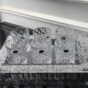 Combo khay chữ nhật Bohemia Crystal M57 + Bộ 6 cốc Bohemia Memphis 300ML