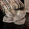 Khay mứt pha lê mài Bohemia 4 cánh hoa đk 35cm