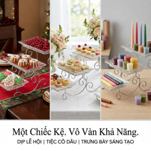 Khay pha lê chữ nhật 3 tầng Goldinger Dublin