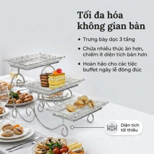 Khay pha lê chữ nhật 3 tầng Goldinger Dublin