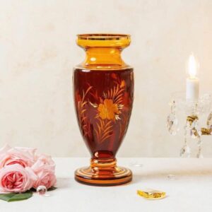 Lọ hoa pha lê Tiệp Khắc màu hổ phách
