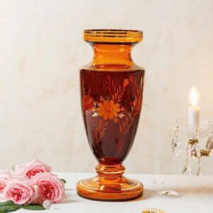 Lọ hoa pha lê Tiệp Khắc màu hổ phách