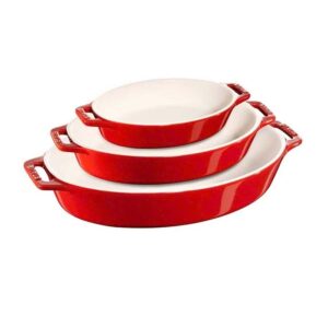 Set 3 khay gốm oval bỏ lò Staub