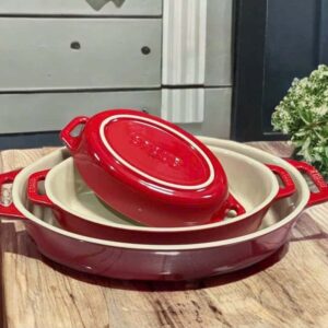 Set 3 khay gốm oval bỏ lò Staub