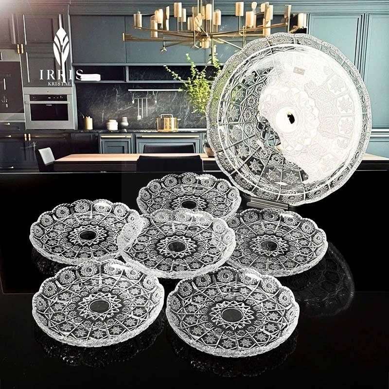 set-7-dia-thuy-tinh-hoa-tiet-mai-handmade-irris-de (1) Set 7 đĩa thủy tinh họa tiết mài handmade Irris DE