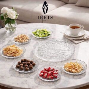 Set 7 đĩa thủy tinh họa tiết mài handmade Irris DE