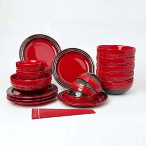 Set 6 bát cơm, 6 bát phở, 6 đĩa sứ Moos đơn sắc