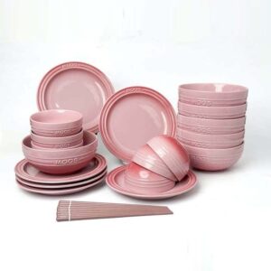 Set 6 bát cơm, 6 bát phở, 6 đĩa sứ Moos đơn sắc