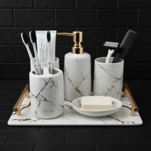 Set nhà tắm vân đá Marble 6 món