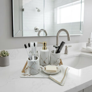 Set nhà tắm vân đá Marble 6 món