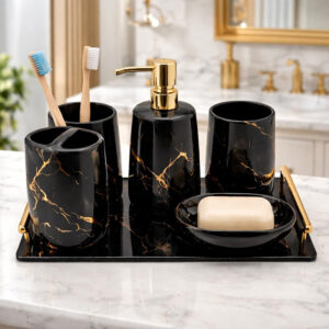 Set nhà tắm vân đá Marble 6 món