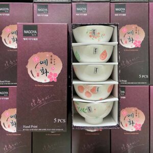 Bộ 5 bát gốm sứ vẽ tay Nagoya Nhật Bản