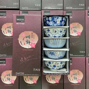 Bộ 5 bát gốm sứ vẽ tay Nagoya Nhật Bản