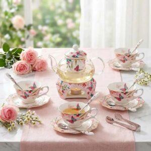 Bộ ấm trà sứ xương Floris 10 món