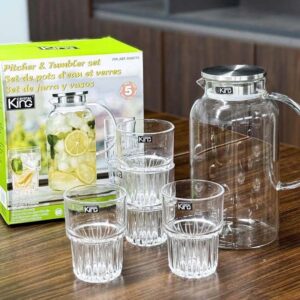 Bộ bình nước và 4 cốc thủy tinh King Crystal