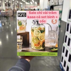 Bộ bình nước và 4 cốc thủy tinh King Crystal