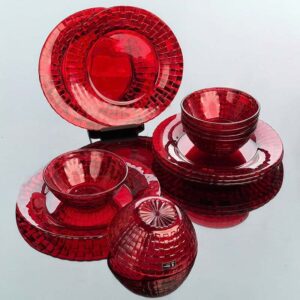 Set 12 bát đĩa thủy tinh pha lê màu IRRIS DE