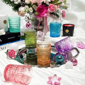 Set 6 cốc thủy tinh pha lê màu Irris Beaded Charm 320ml