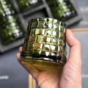 Set 6 cốc thủy tinh pha lê màu Irris Bossa Jar đế rộng