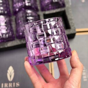 Set 6 cốc thủy tinh pha lê màu Irris Bossa Jar đế rộng