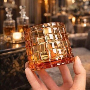 Set 6 cốc thủy tinh pha lê màu Irris Bossa Jar đế rộng