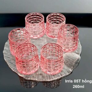 Set 6 cốc thủy tinh pha lê màu Irris Bossa Jar đế rộng