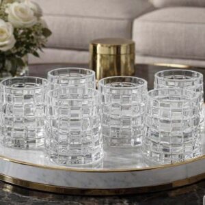 Set 6 cốc thủy tinh pha lê màu Irris Bossa Jar đế rộng