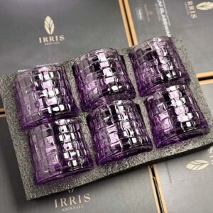 Set 6 cốc thủy tinh pha lê màu Irris Bossa Jar đế rộng