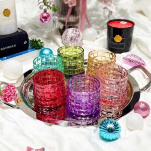 Set 6 cốc thủy tinh pha lê màu Irris Bossa Jar đế rộng