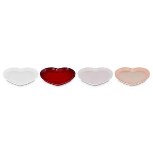 Set 4 cốc và 4 đĩa hình tim Le Creuset