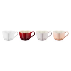 Set 4 cốc và 4 đĩa hình tim Le Creuset