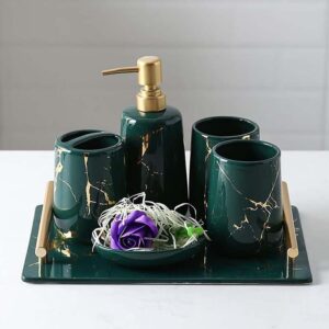 Set nhà tắm vân đá Marble 6 món cao cấp sang trọng